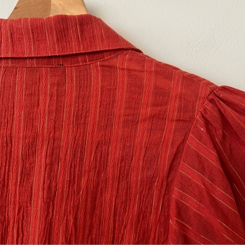 Sugarhigh Lovestoned Metallic Burnt Orange Mini Shirt Dress Women’s Size Small - Picture 9 of 9